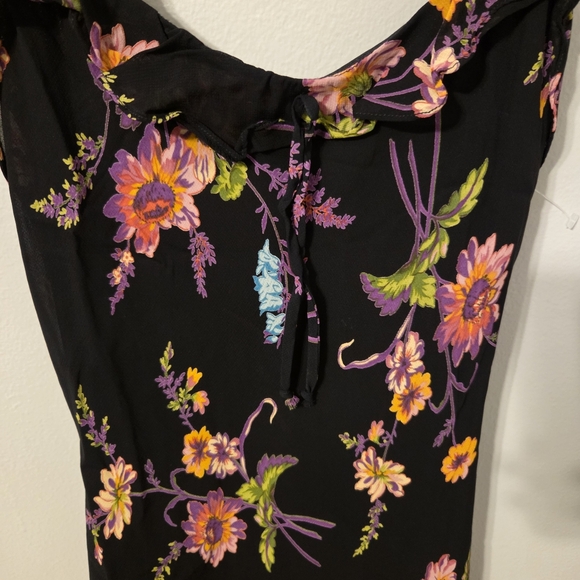 Betsy Johnson Womens Vintage Y2k 90's Black Floral Babydoll Midi Slip Dress. - Picture 6 of 8